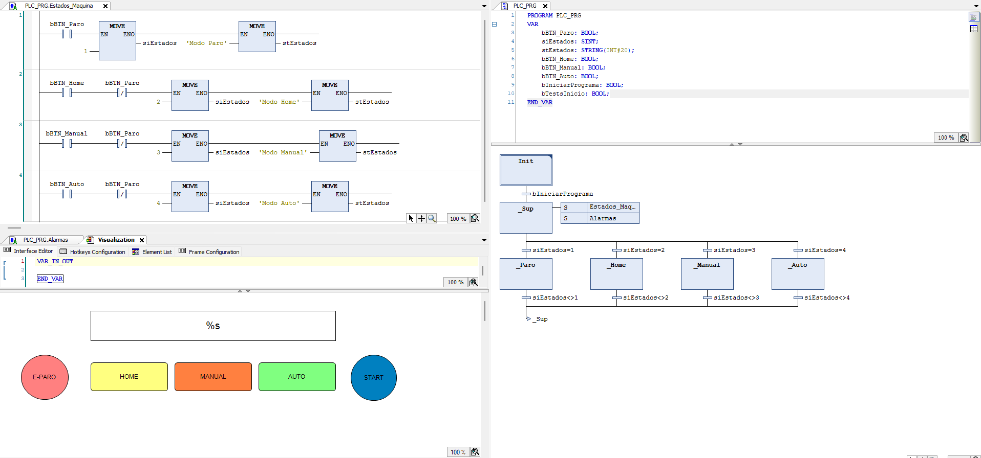Screenshot of the state control simulation